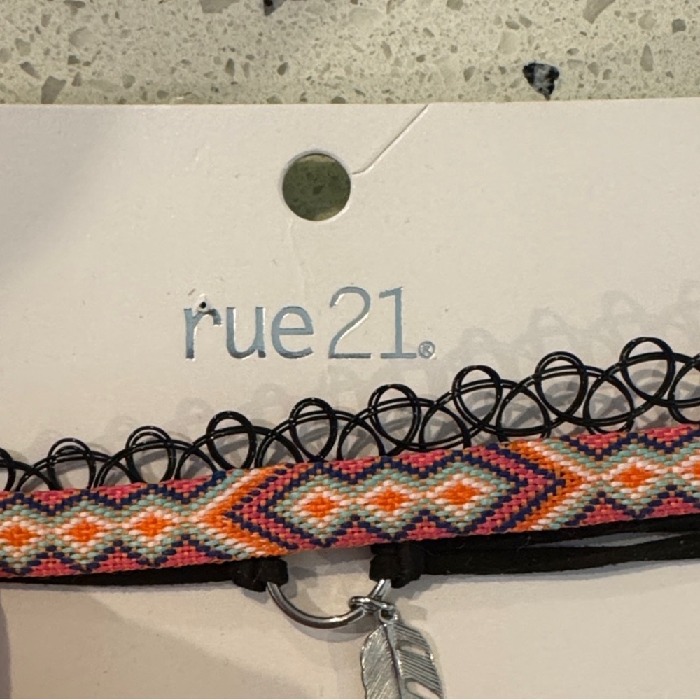 NWT Rue21 Black and Pink Multicolor 3 Choker Necklaces - Picture 2 of 4